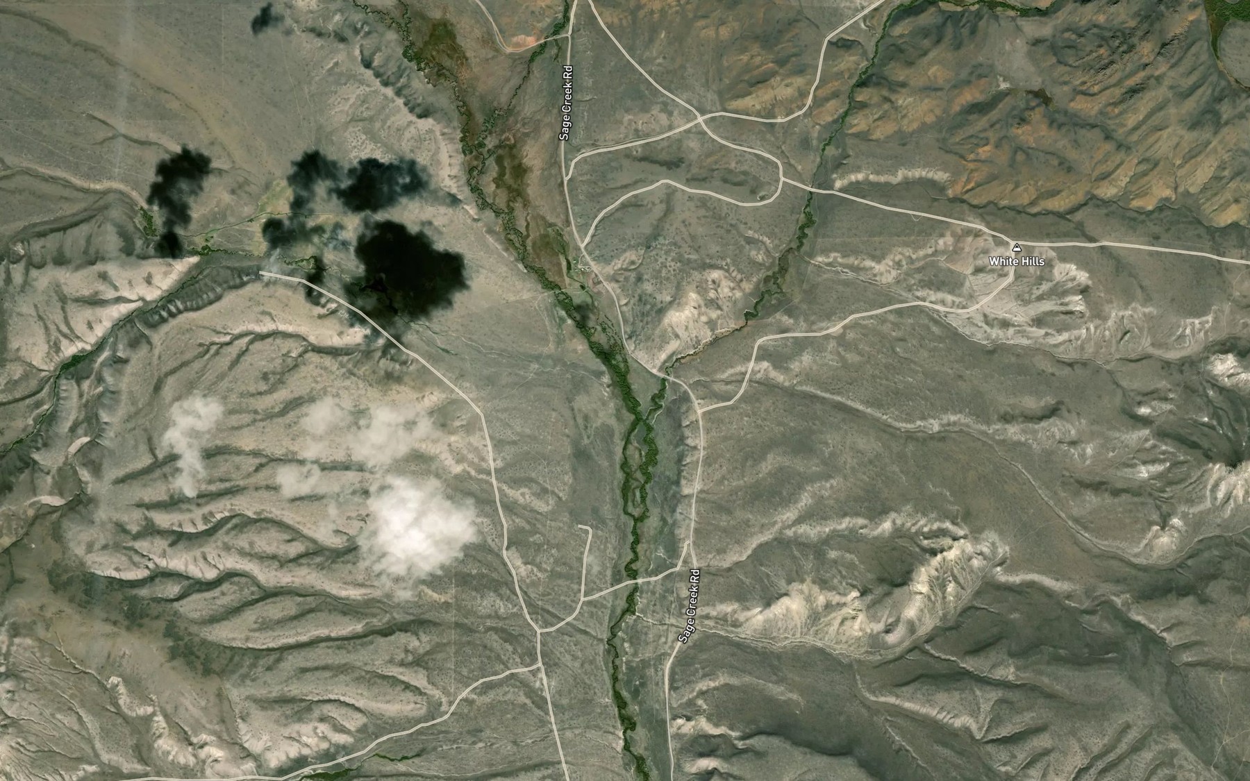 Satellite map of the Burnt Willow Creek