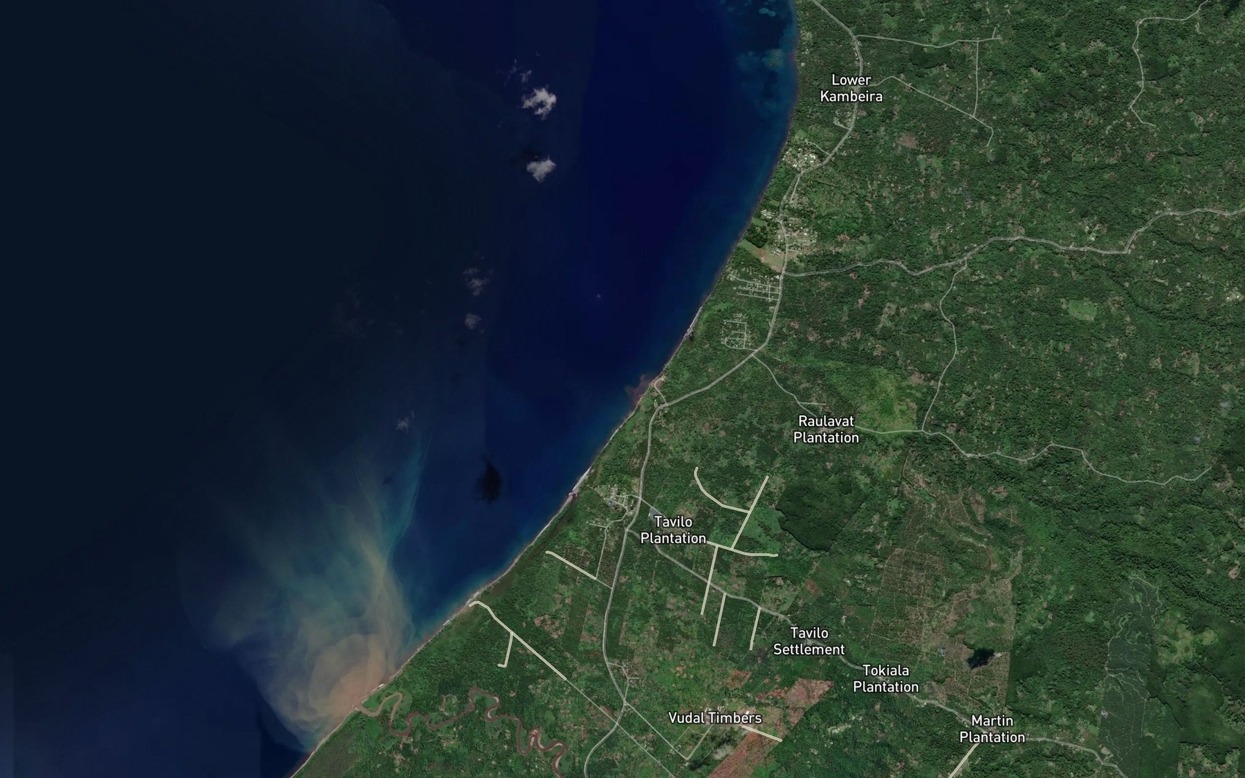 Satellite map of the Tombaule Creek