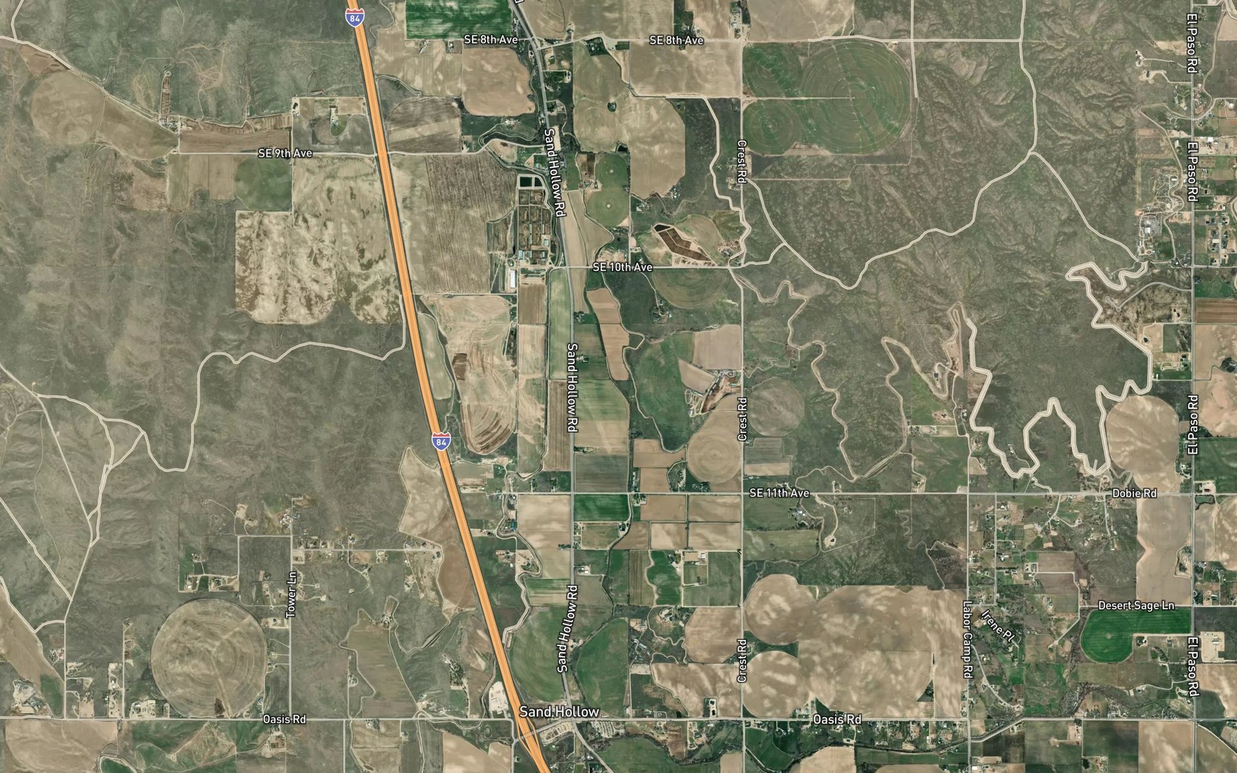 Satellite map of the Sand Hollow Wasteway