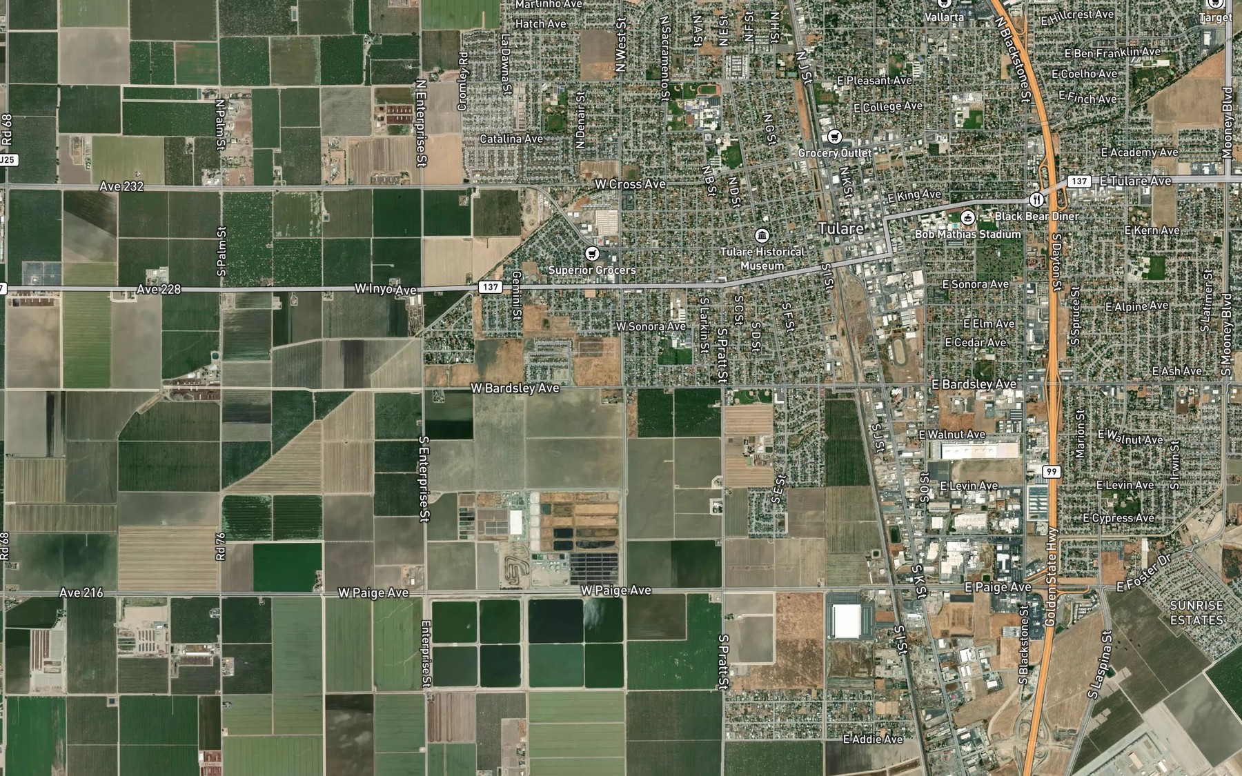 Satellite map of the Railroad Ditch
