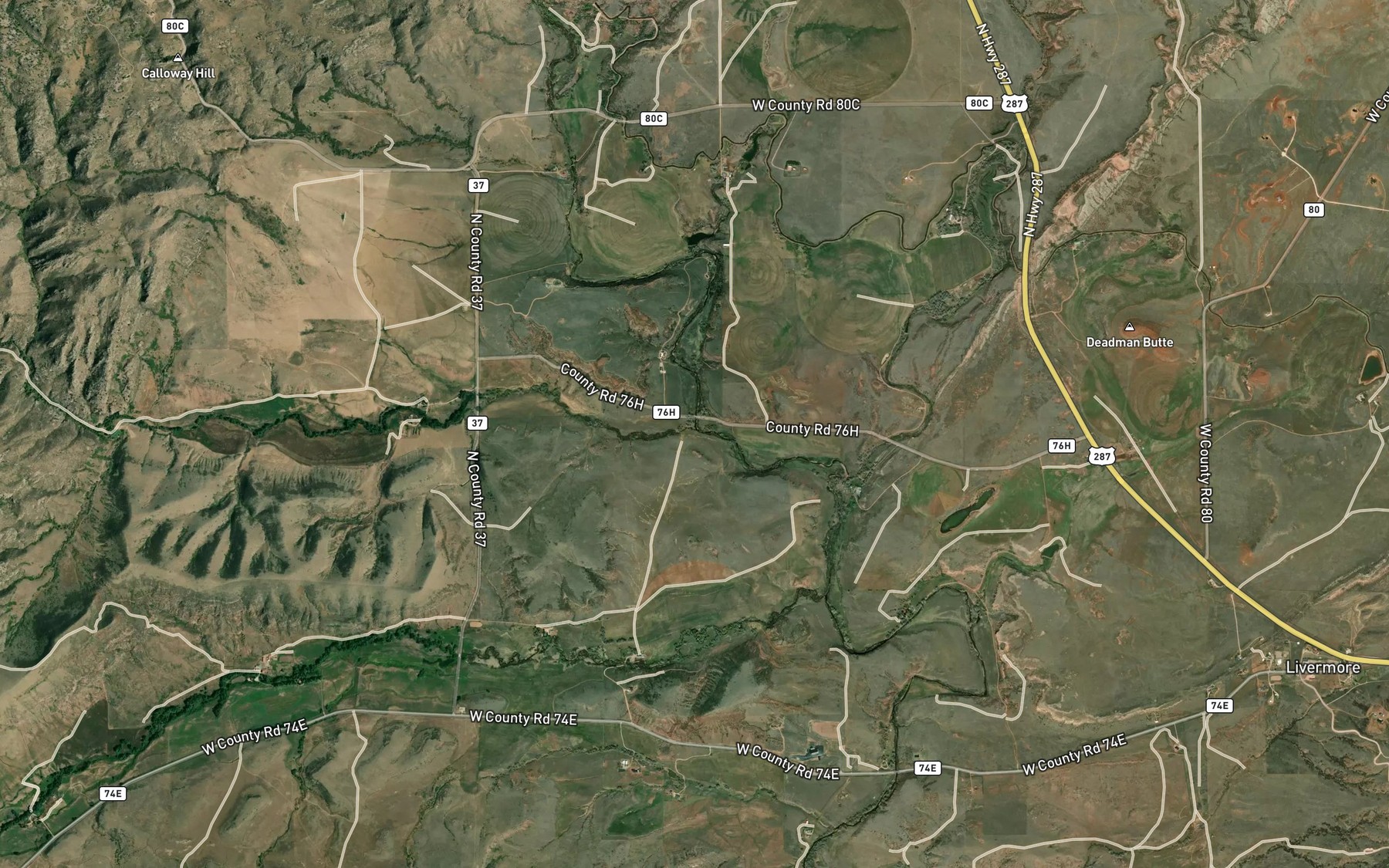 Satellite map of the Rabbit Creek