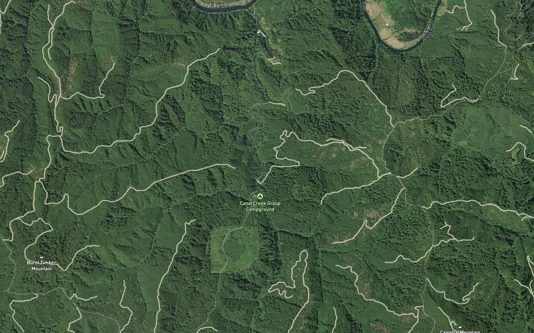 Satellite map of the Red Creek