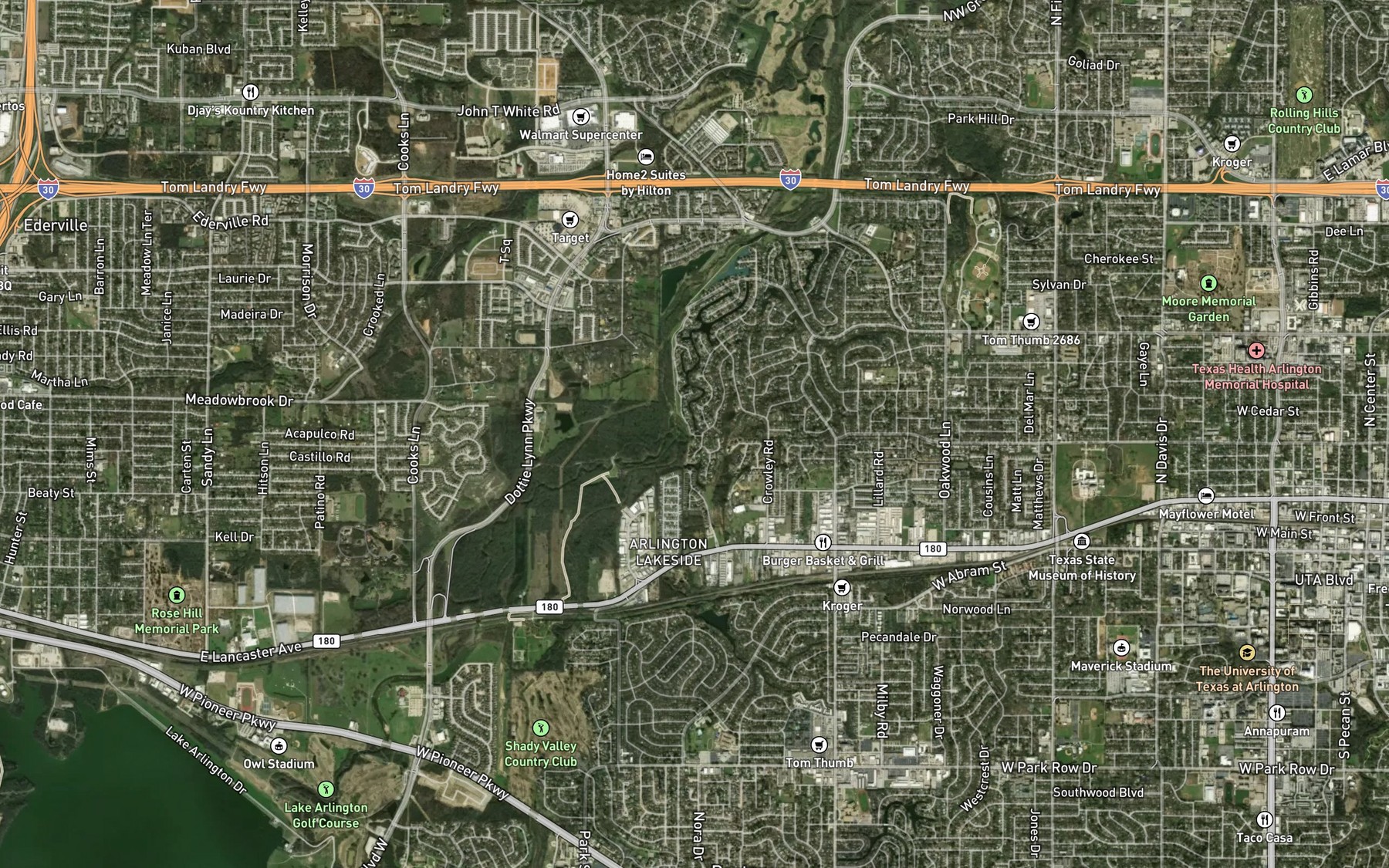Satellite map of the Rush Creek Lake