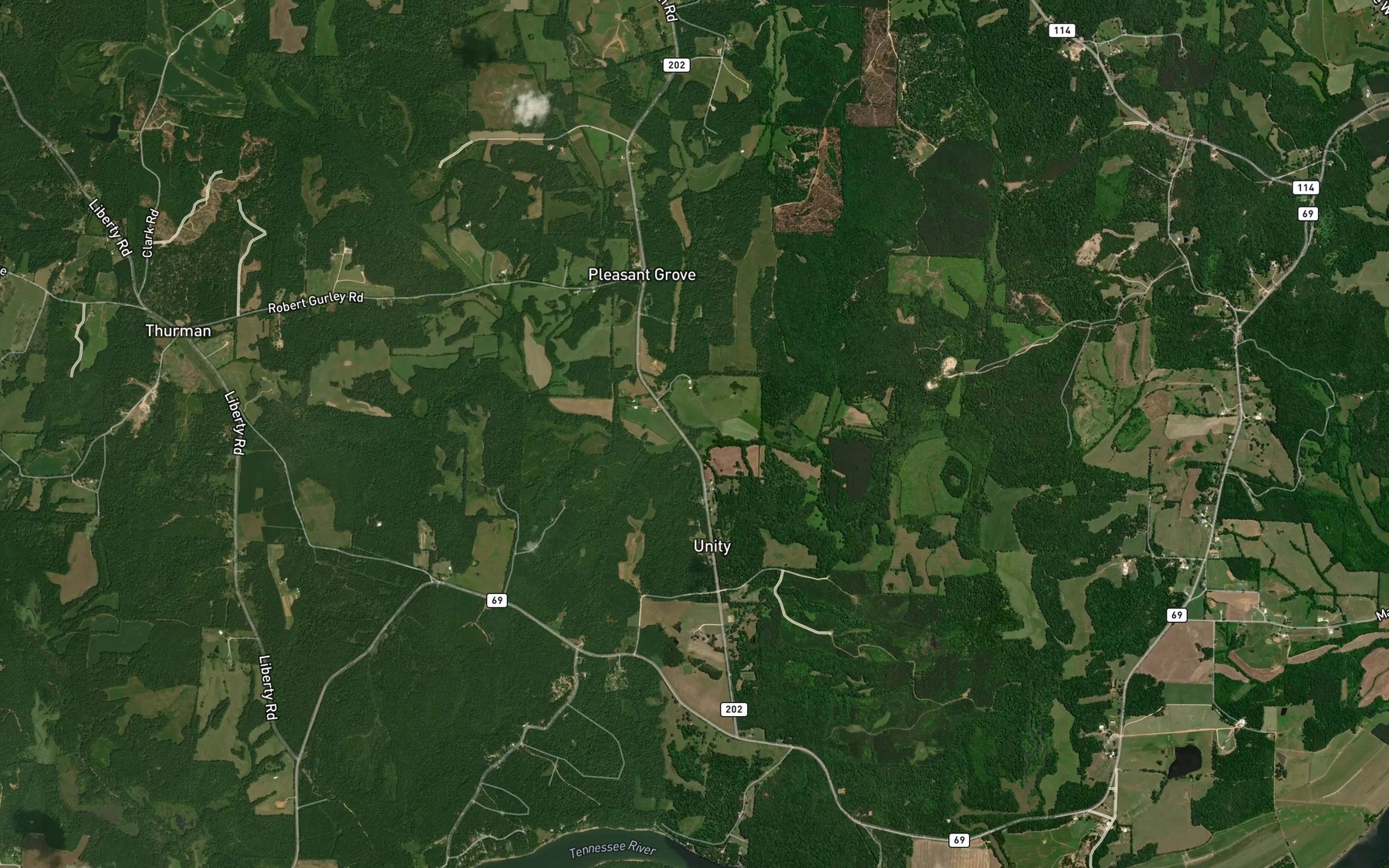 Satellite map of the Thurman Creek