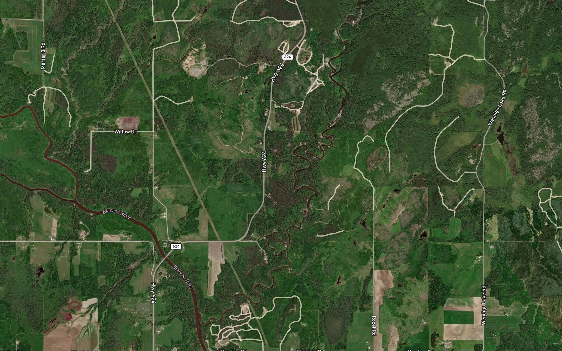 Satellite map of the Garnett's Rapids