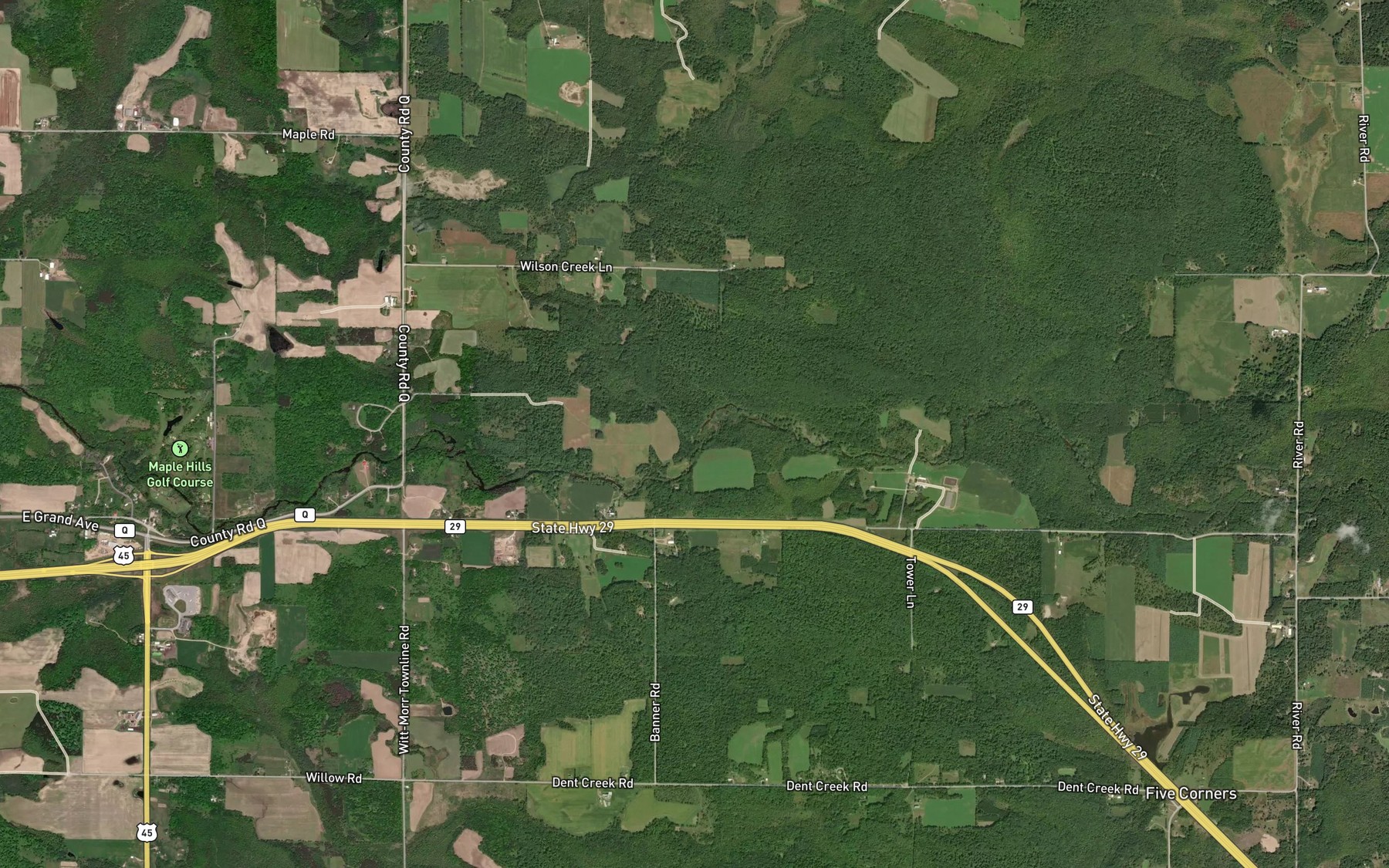 Satellite map of the Wilson Creek