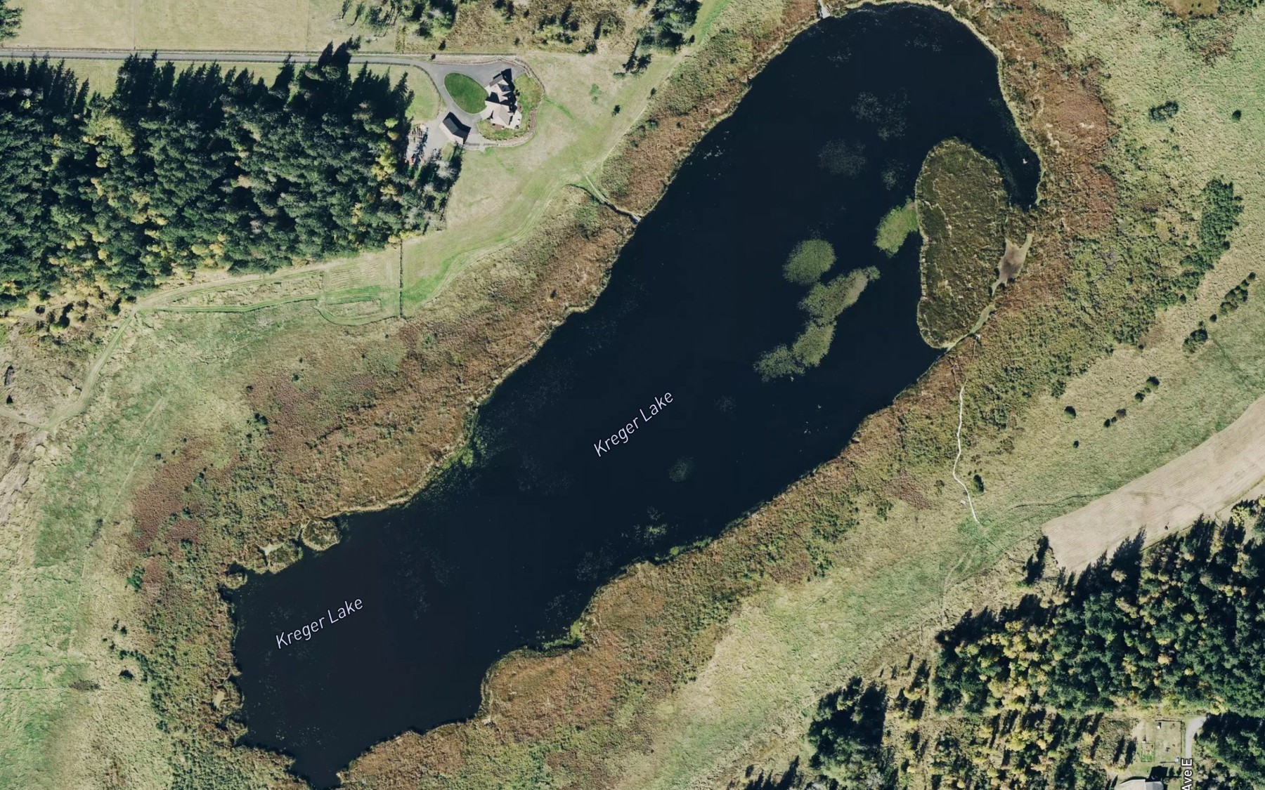 Satellite map of the Kreger Lake