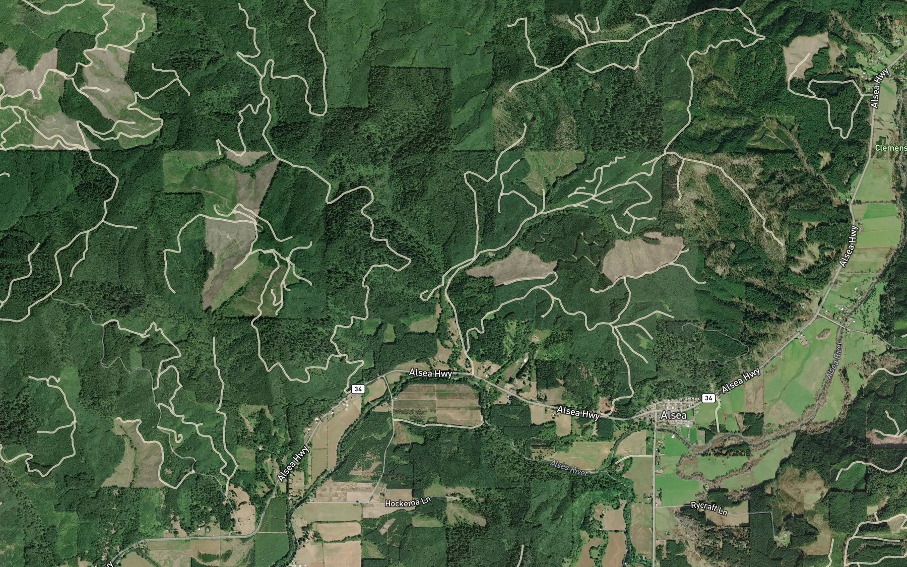 Satellite map of the Mill Creek