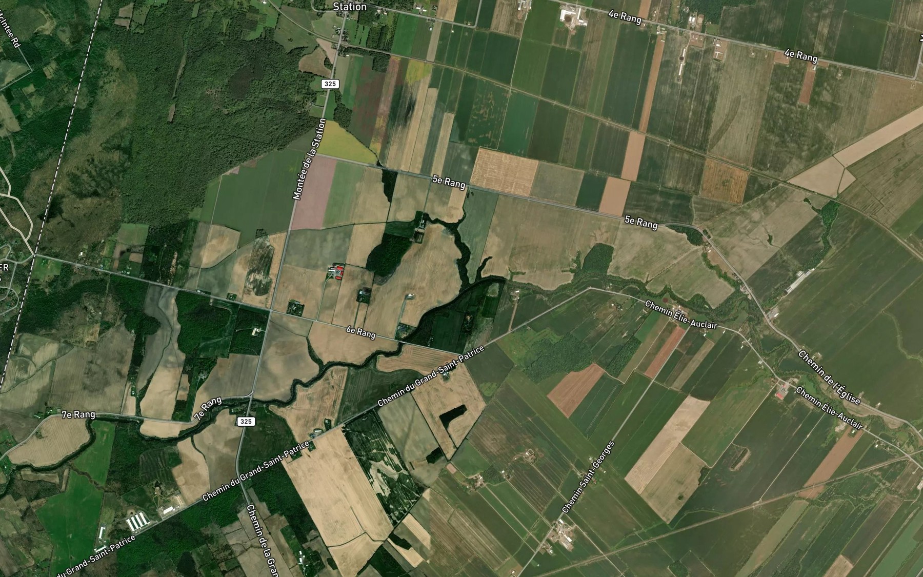 Satellite map of the Coulee Beauchamps