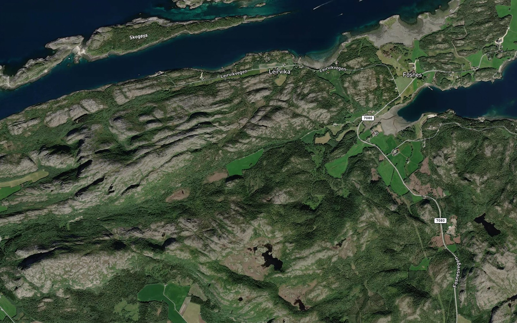 Satellite map of the Fosneselva