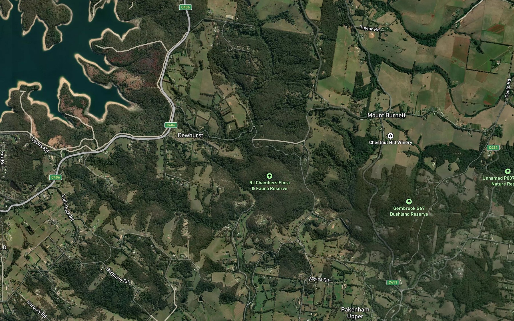 Satellite map of the Bourkes Creek