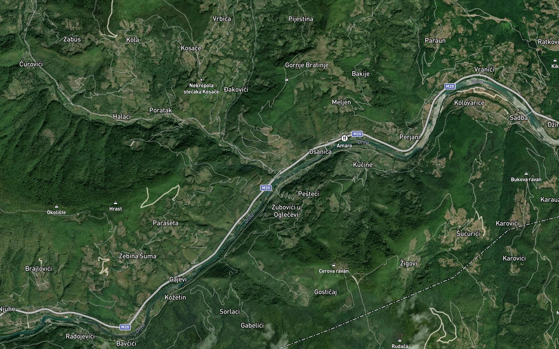 Satellite map of the Osanica