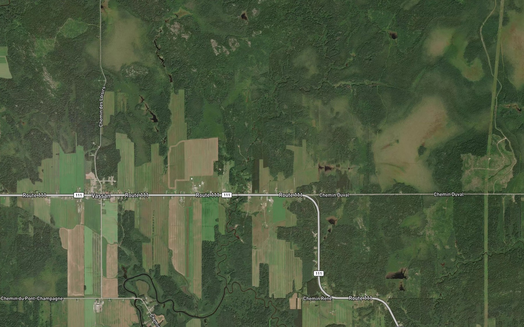 Satellite map of the Ruisseau Duval