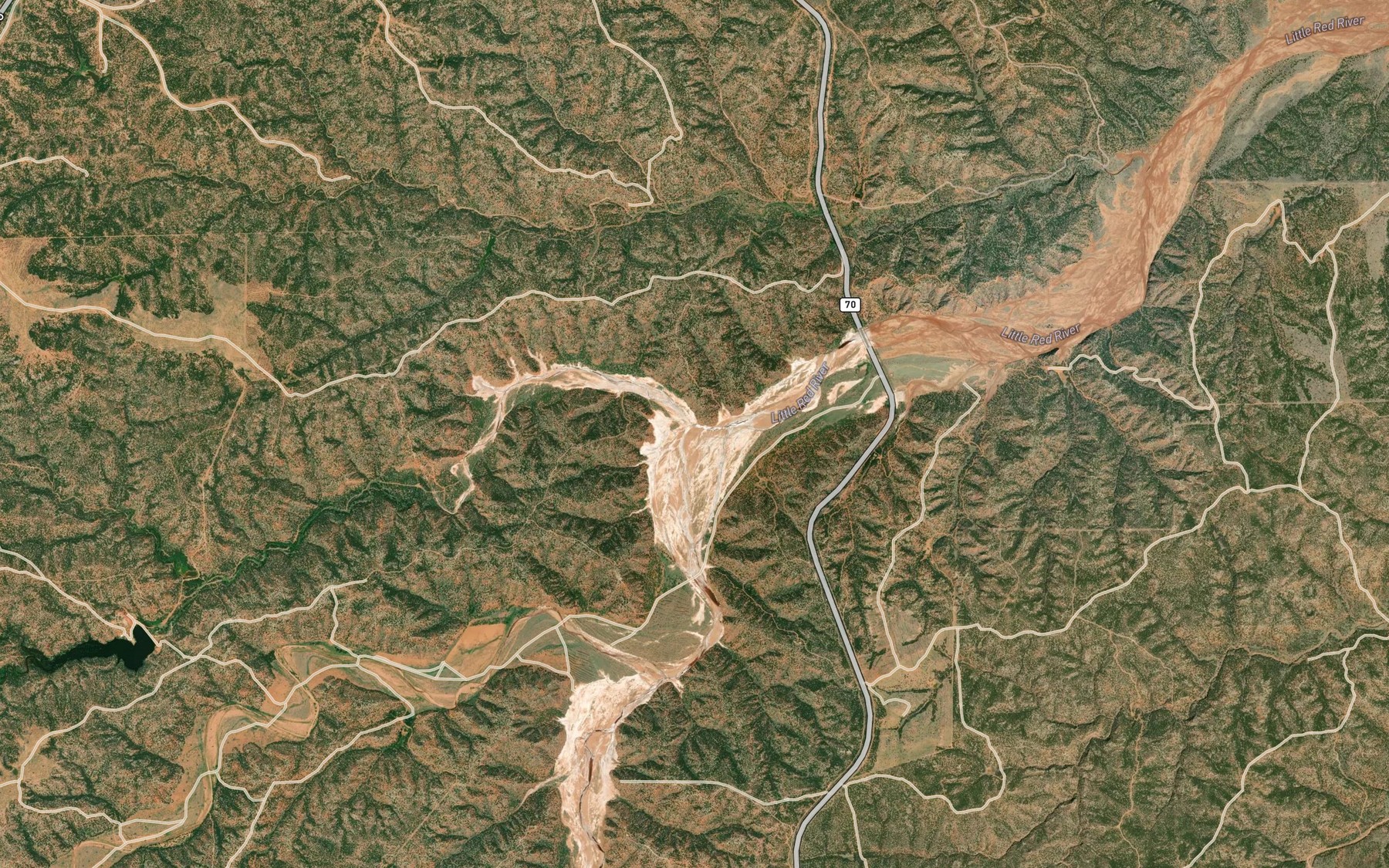 Satellite map of the Bluff Creek