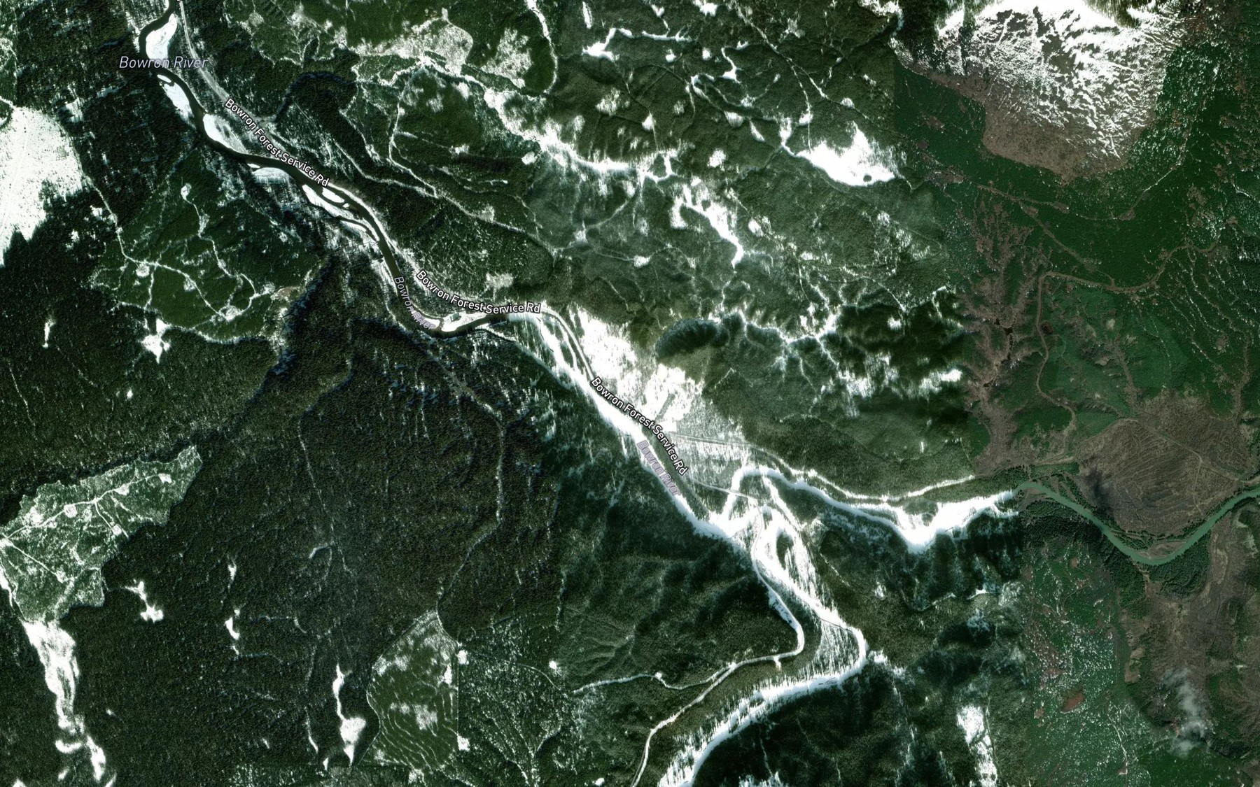 Satellite map of the Haggen Creek
