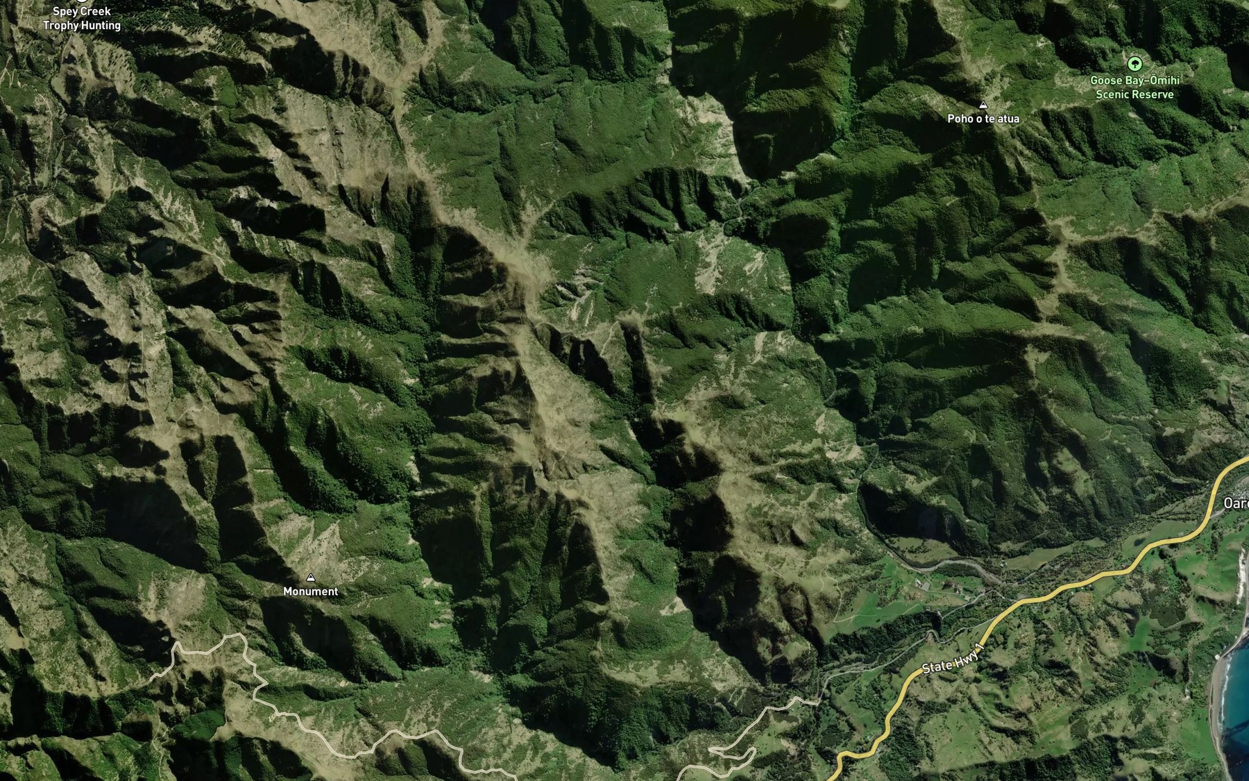 Satellite map of the Kaka Mutu Stream