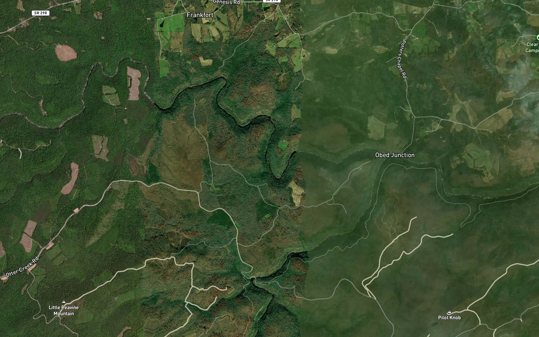 Satellite map of the Qualls Spring Branch