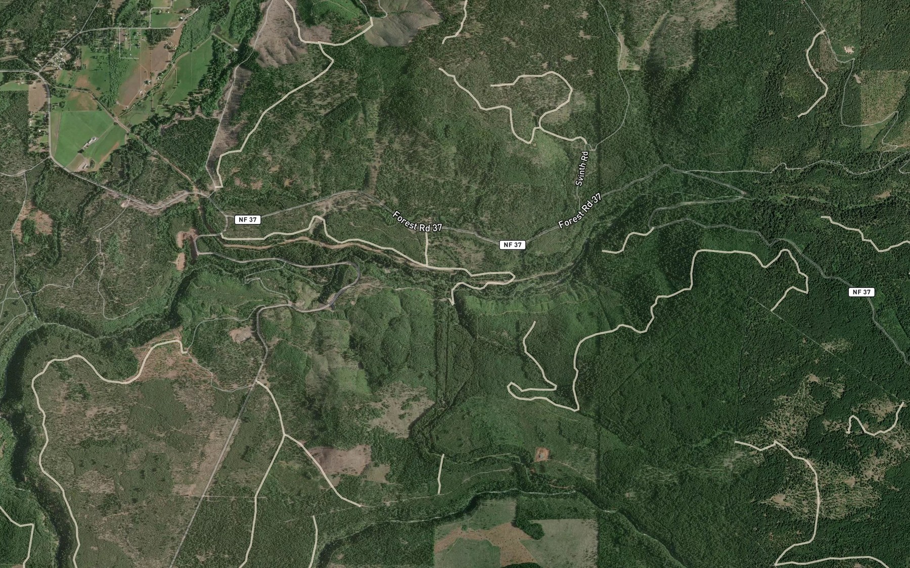 Satellite map of the Daniel Creek