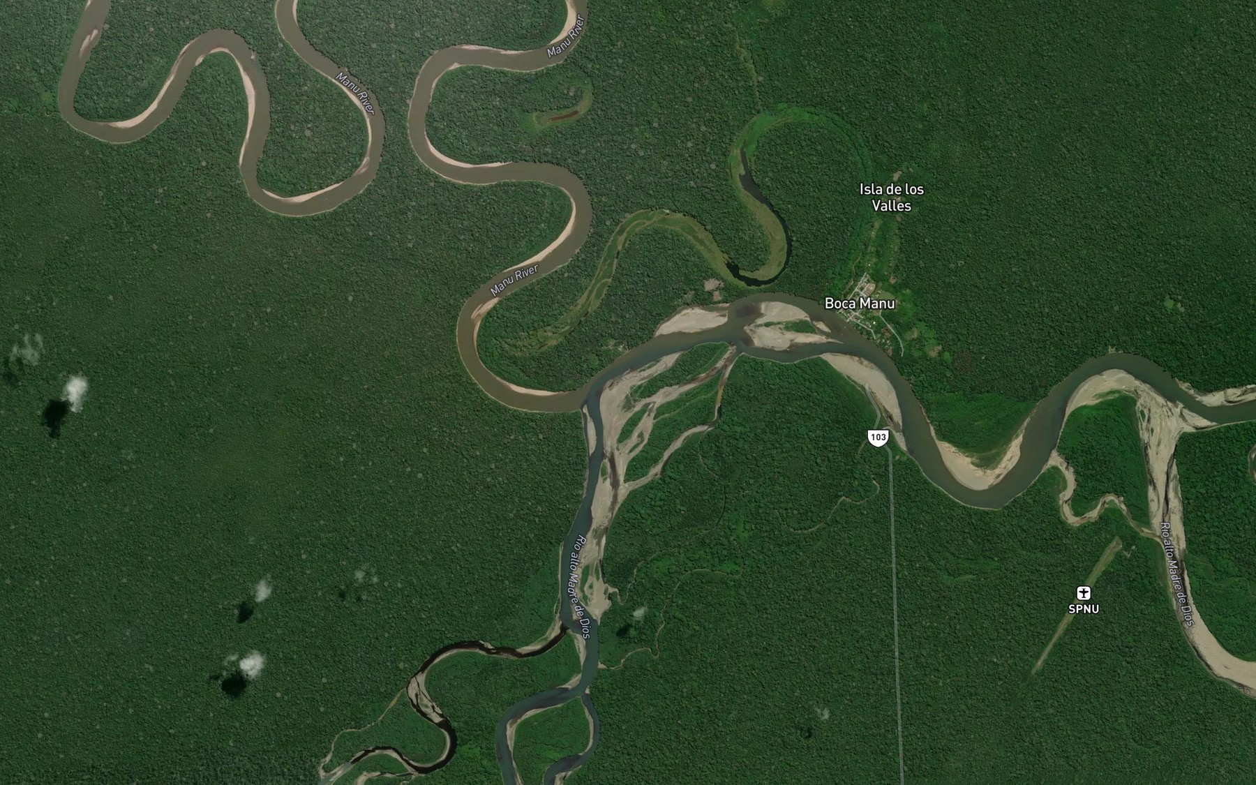 Satellite map of the Rio Manu