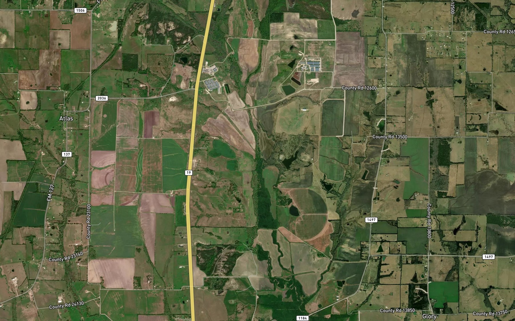 Satellite map of the Cottonwood Branch