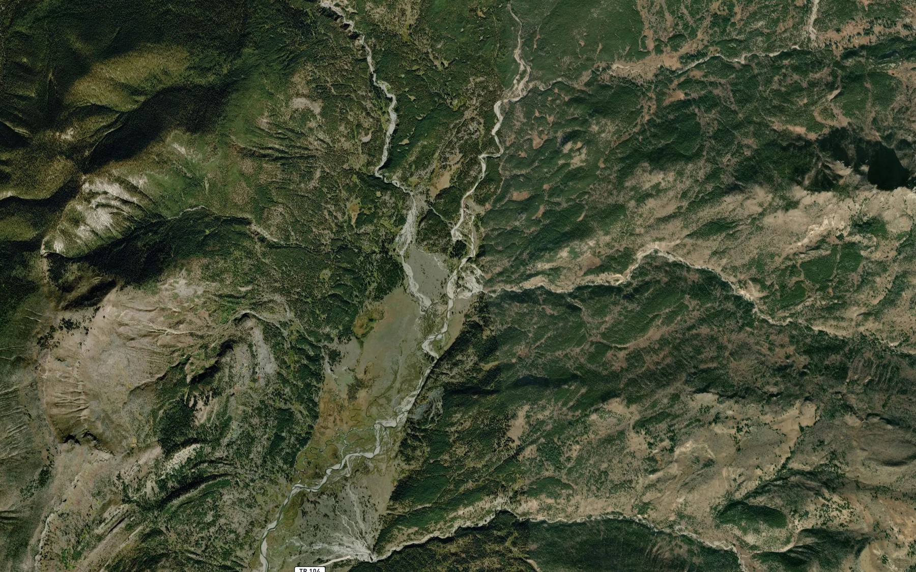 Satellite map of the Wolverine Creek