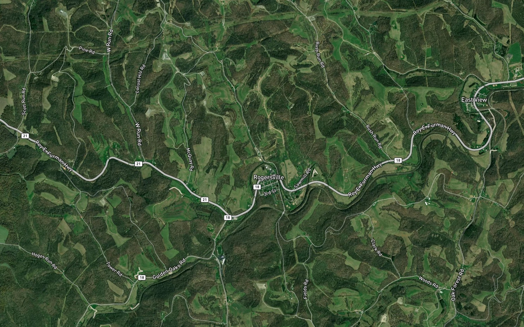 Satellite map of the Lightner Run