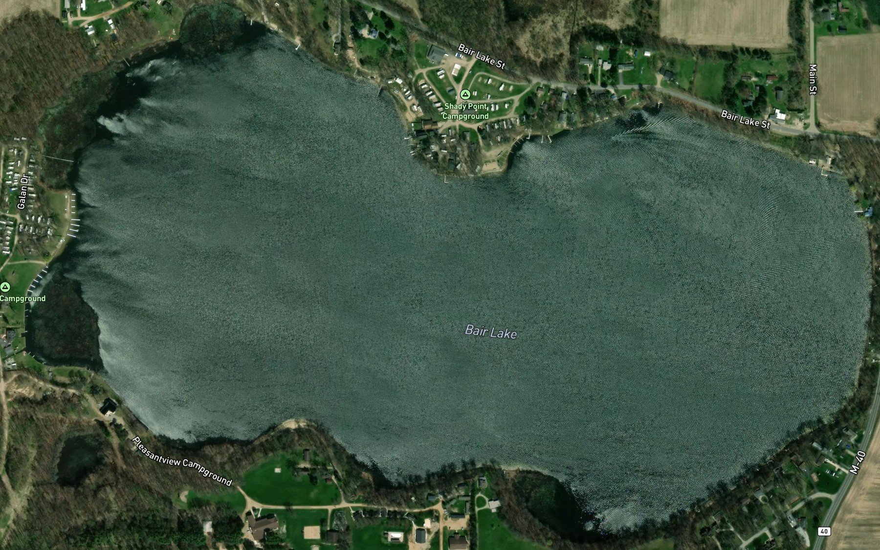 Satellite map of the Bair Lake