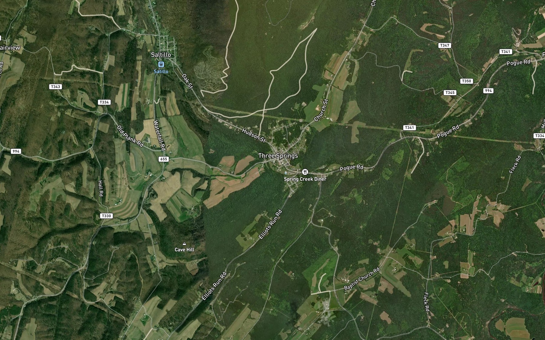 Satellite map of the Spring Creek