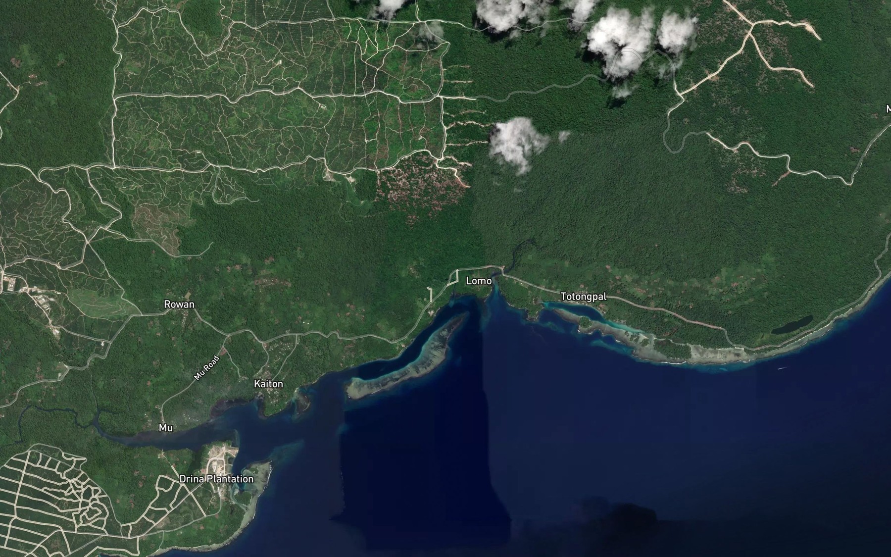Satellite map of the Ungatopo River