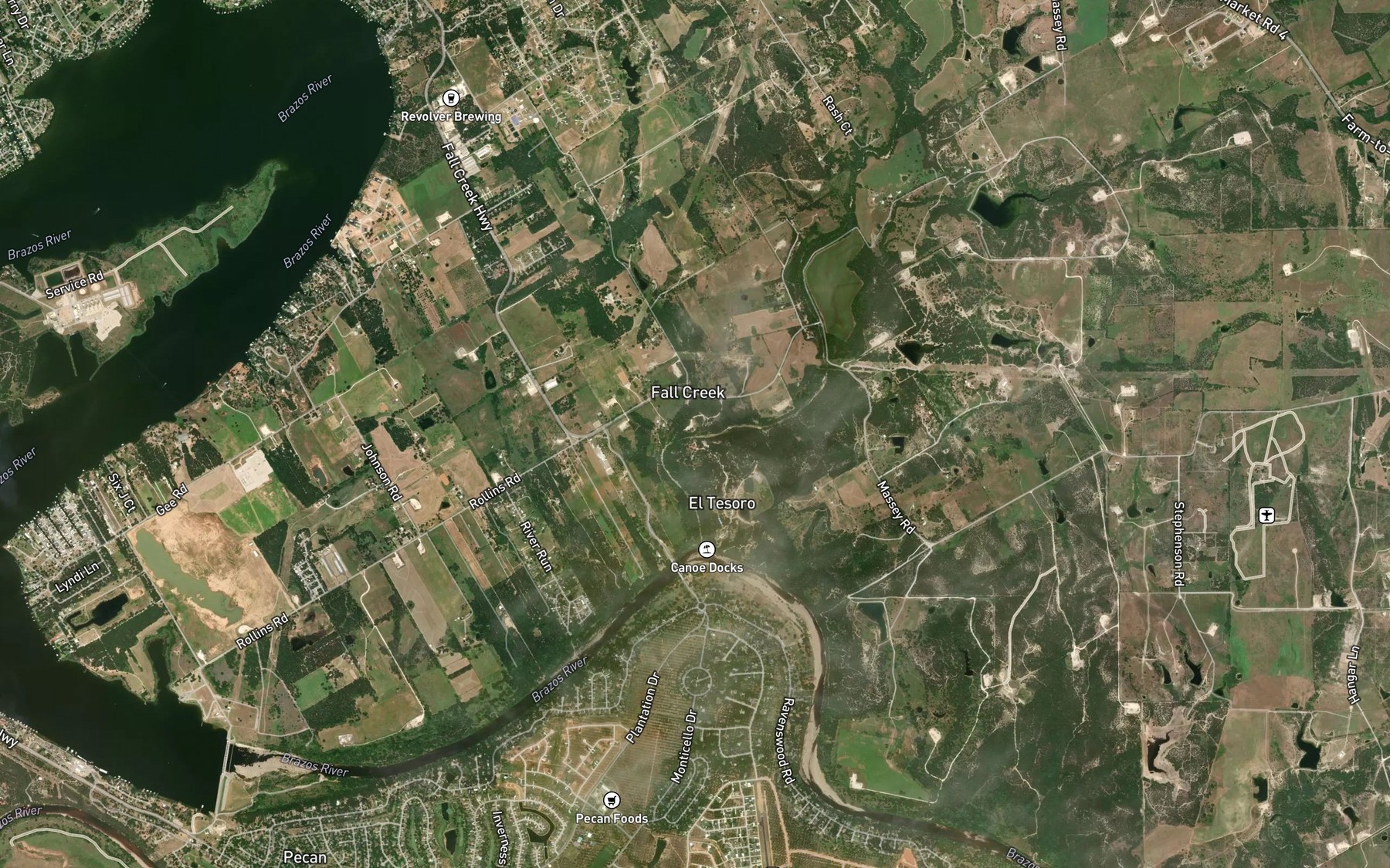 Satellite map of the Rocky Branch