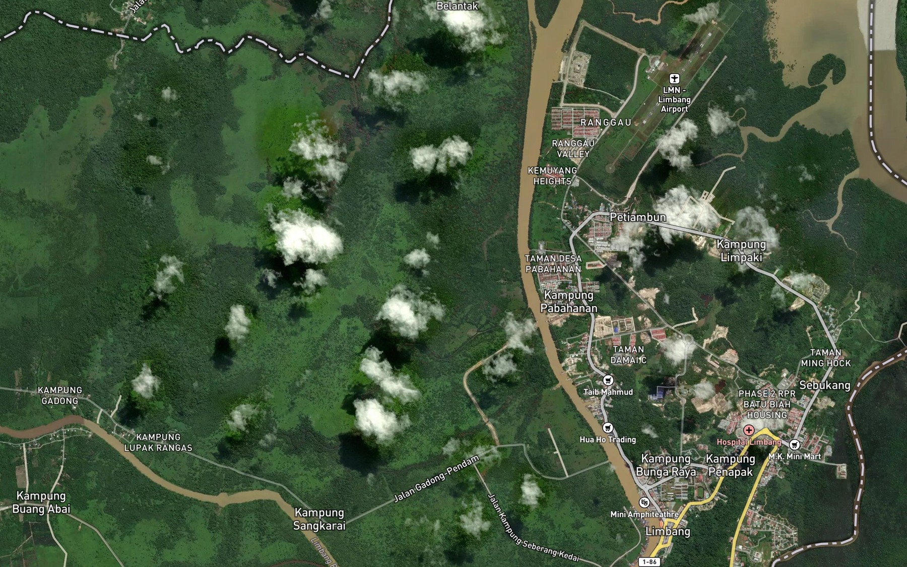 Satellite map of the Sungai Buangalang