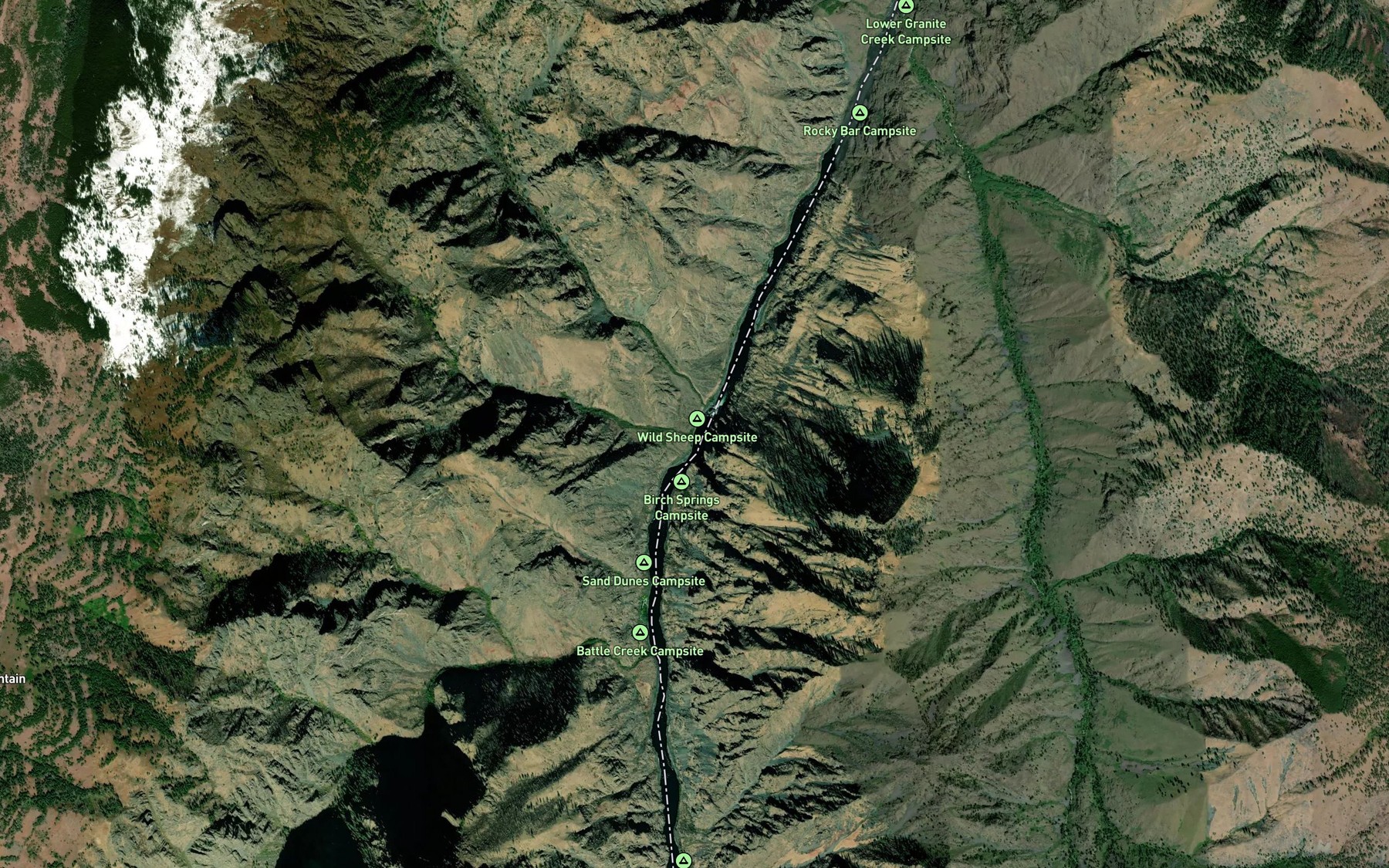 Satellite map of the Wild Sheep Creek