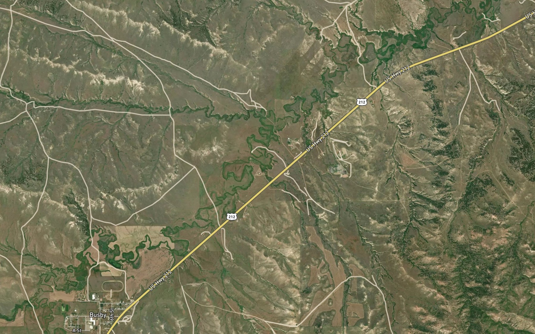 Satellite map of the Parker Creek