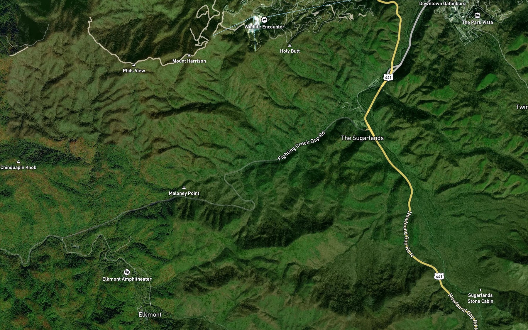 Satellite map of the Whistlepig Branch