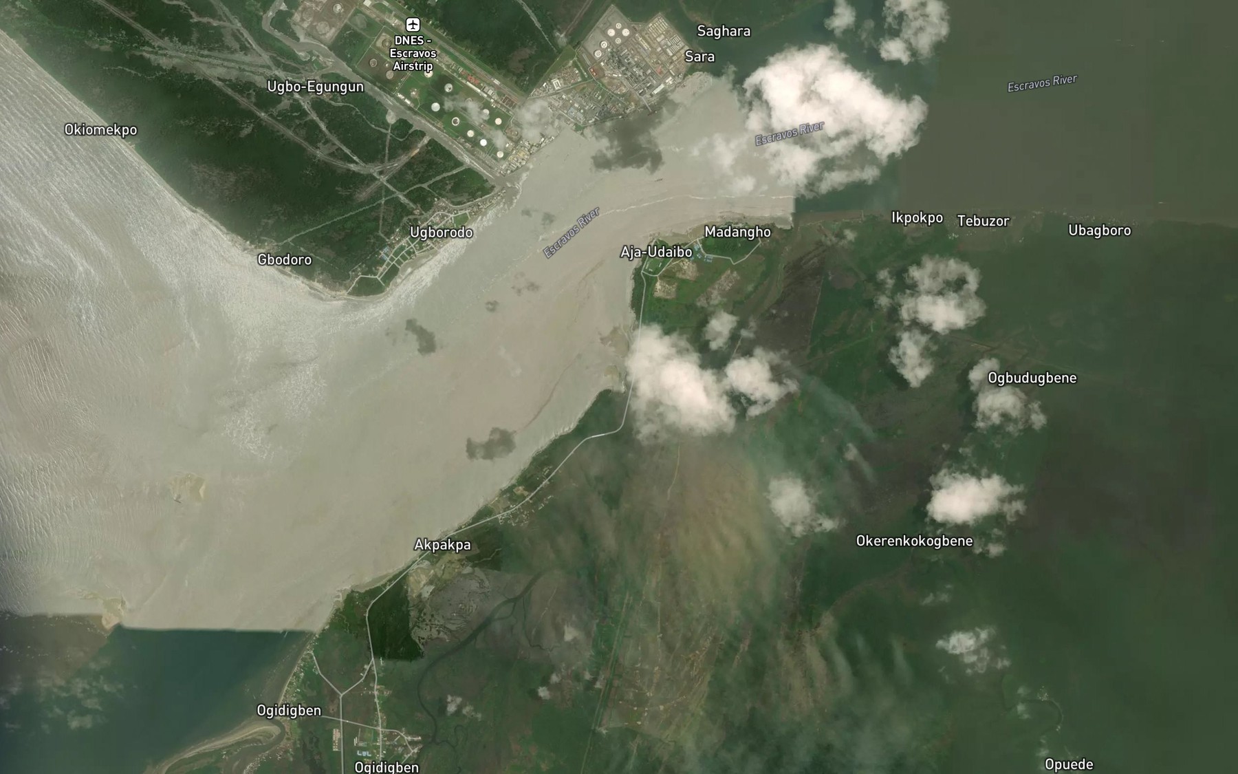 Satellite map of the Ogidigben Creek