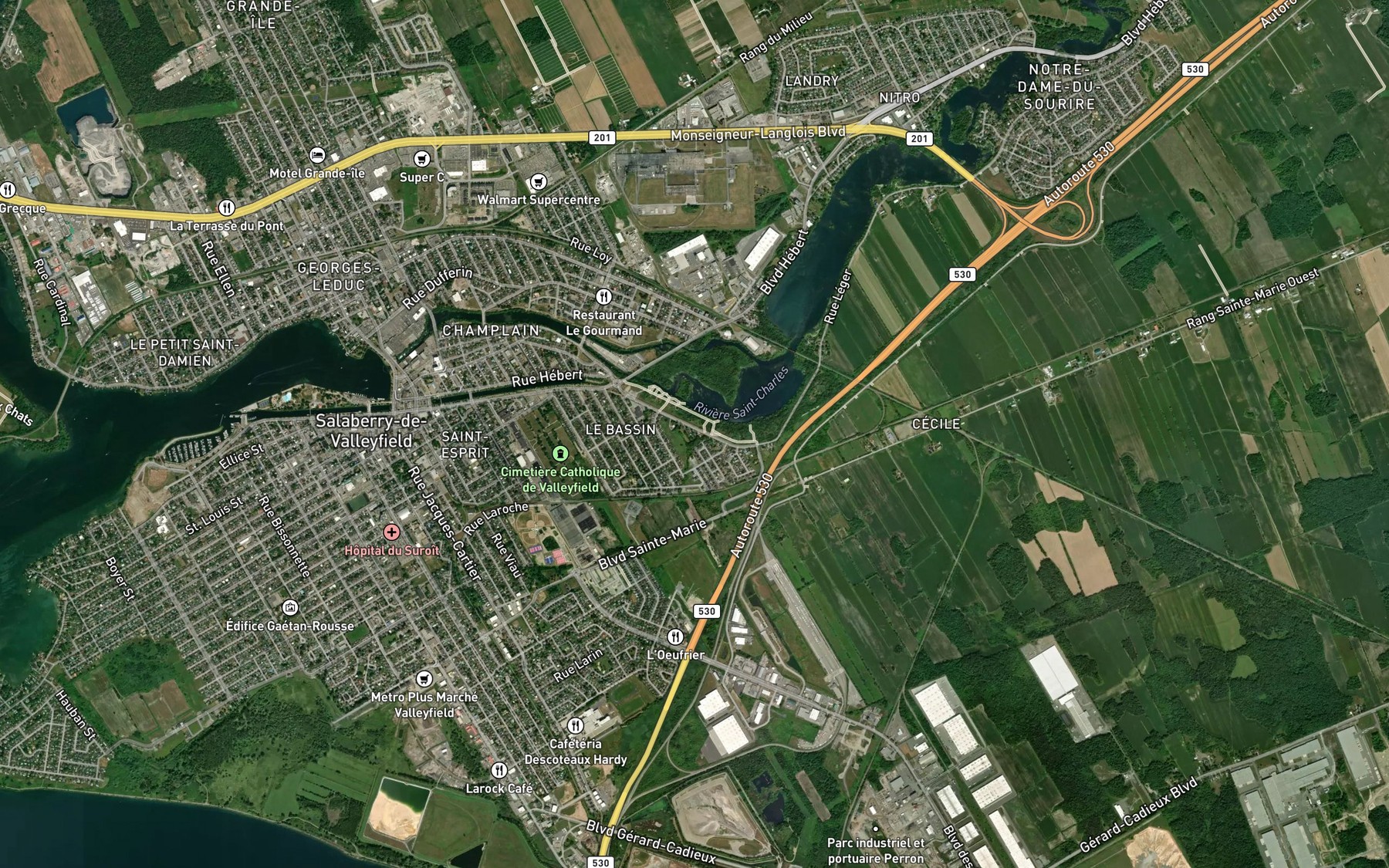 Satellite map of the Coulee Marcheterre
