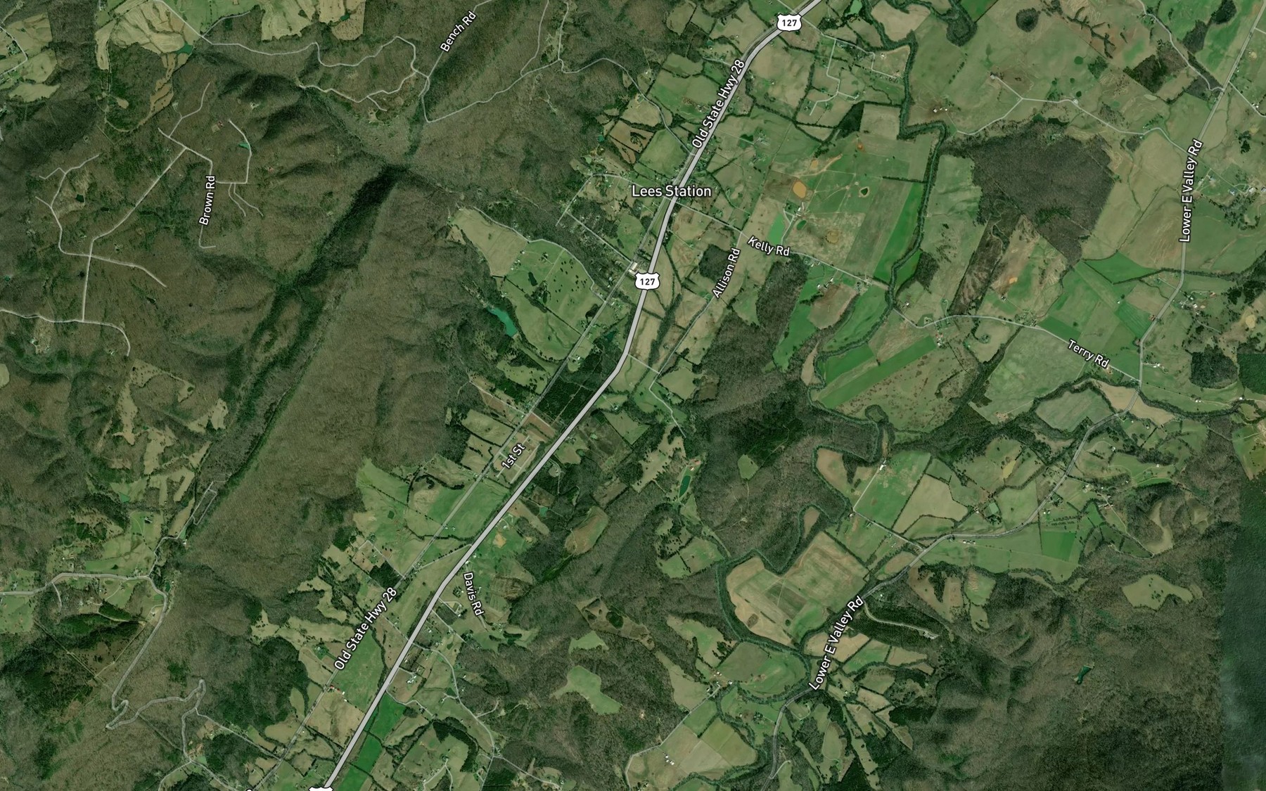 Satellite map of the Rocky Branch
