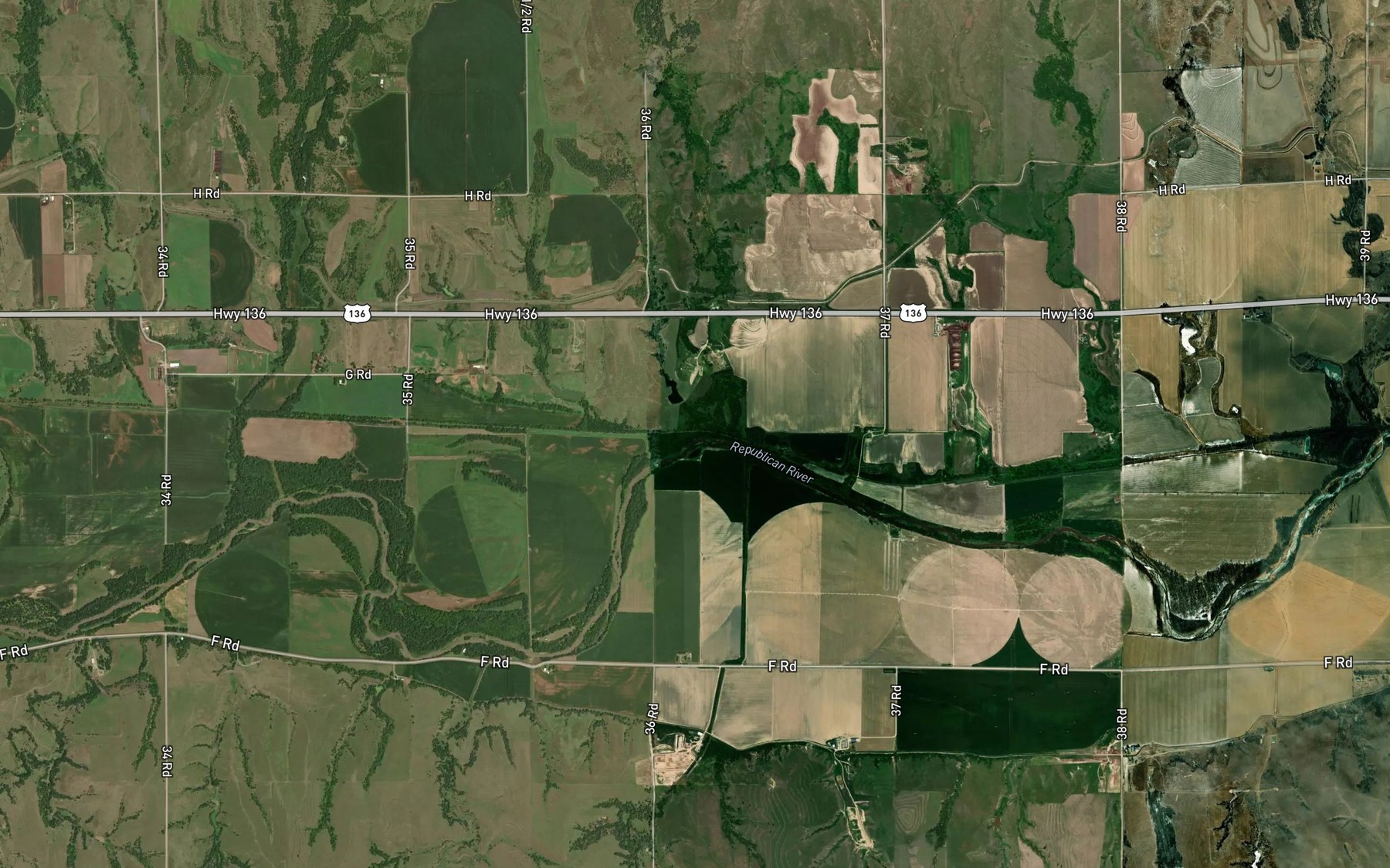 Satellite map of the Lovely Creek