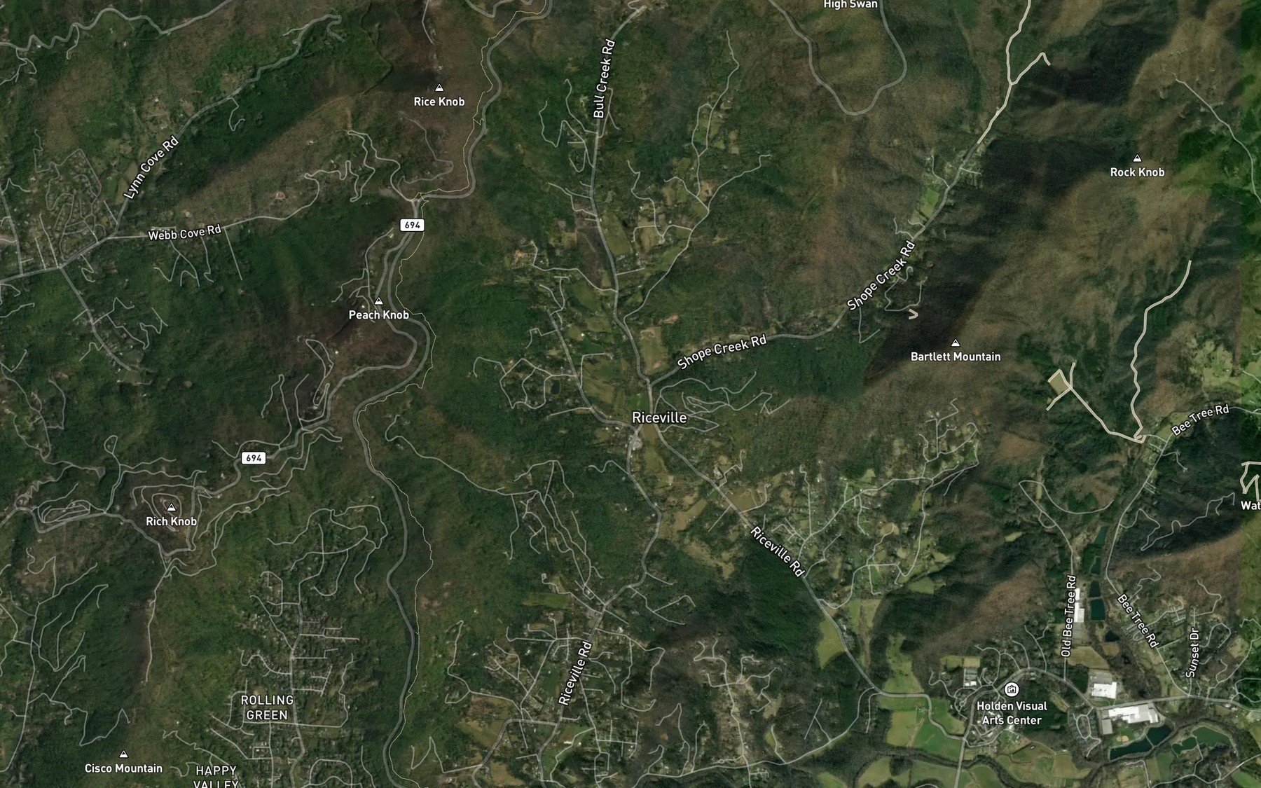 Satellite map of the Shope Creek