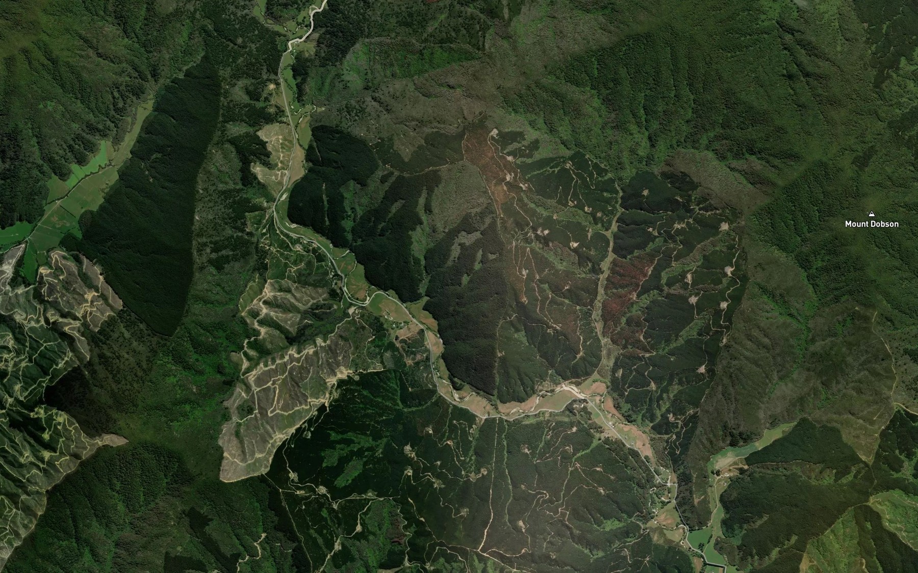 Satellite map of the Peacock Creek