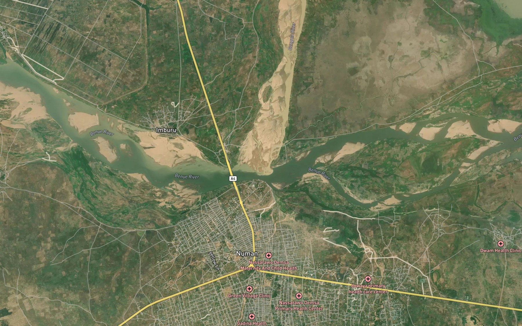 Satellite map of the River Gongola