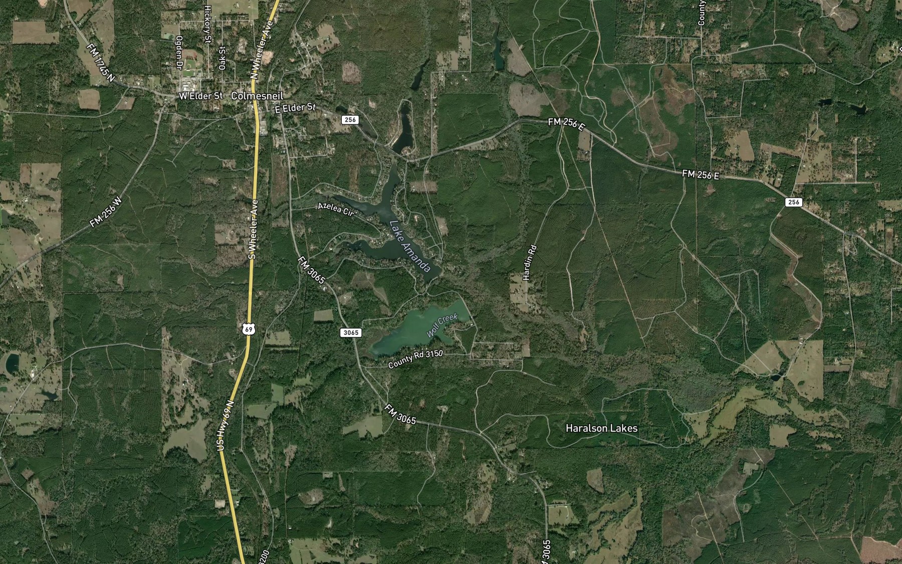 Satellite map of the Amanda Lake