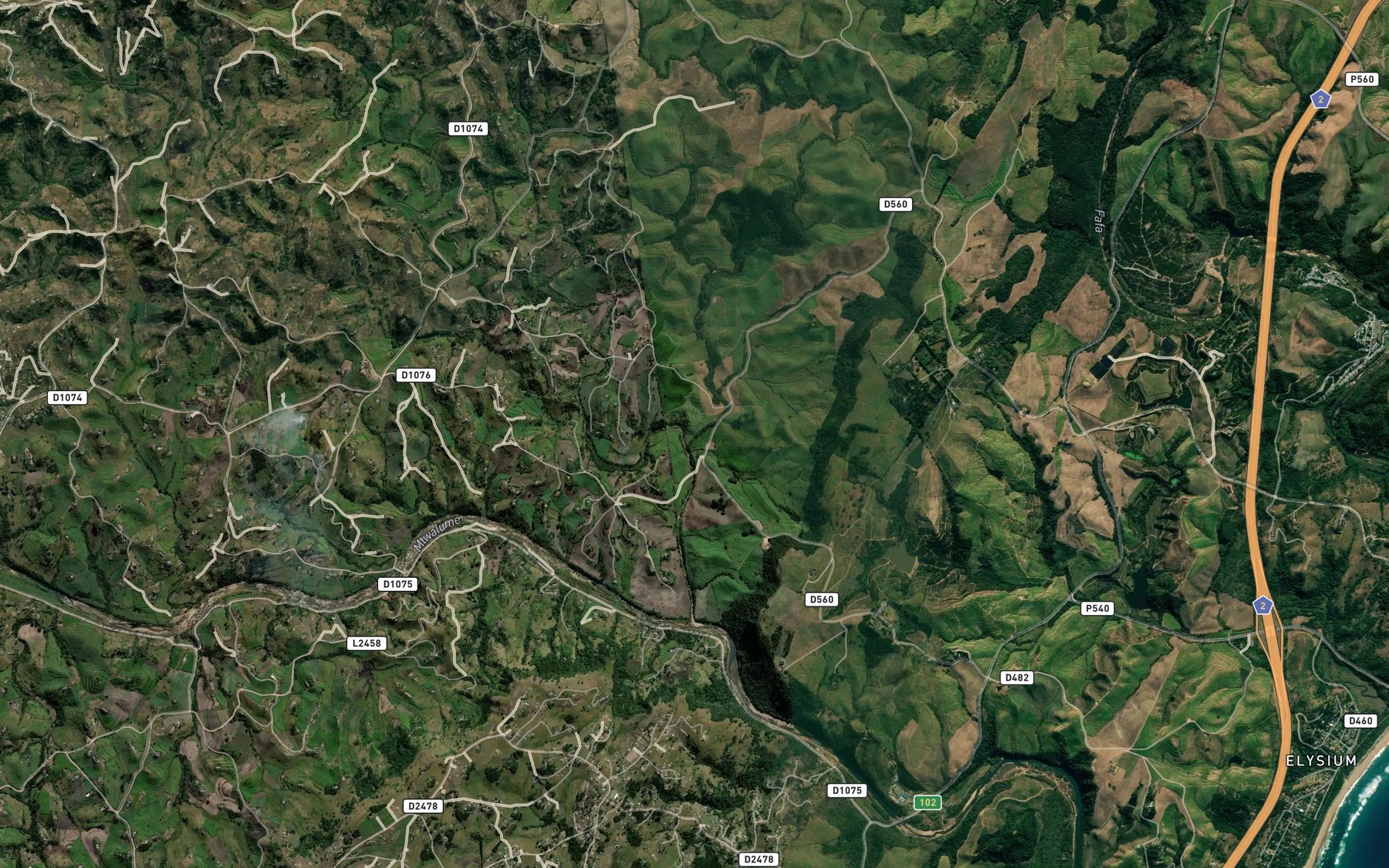 Satellite map of the Hluhlwa