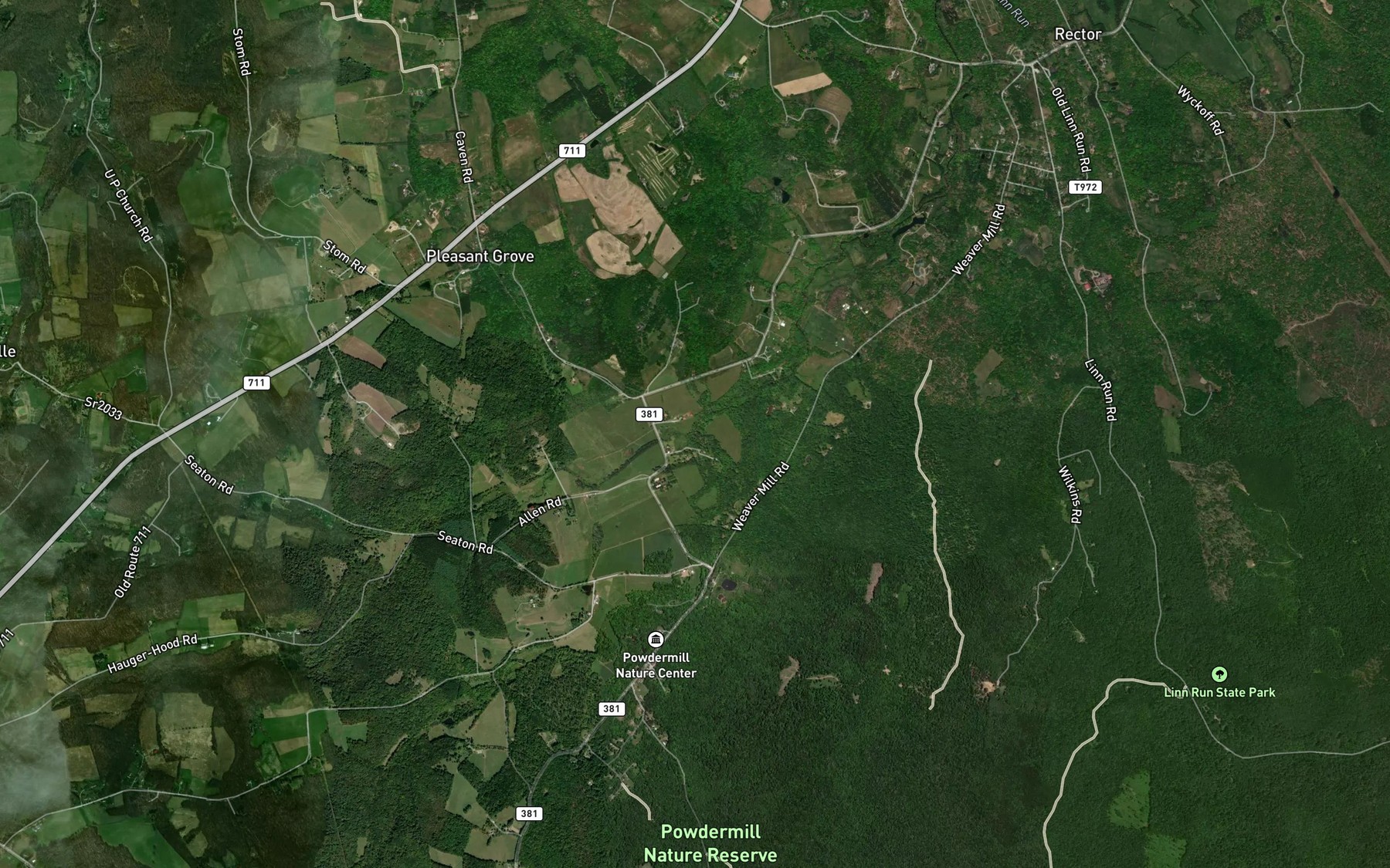 Satellite map of the White Oak Run
