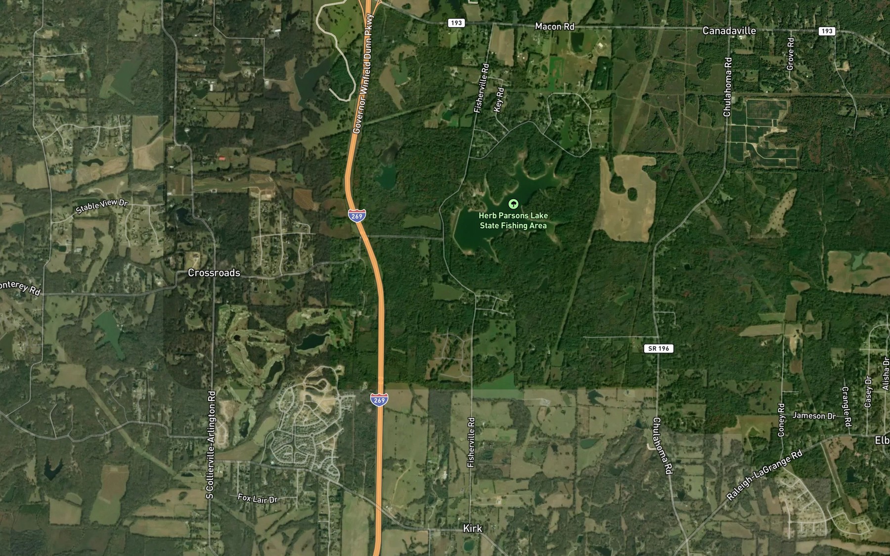 Satellite map of the Pine Lake