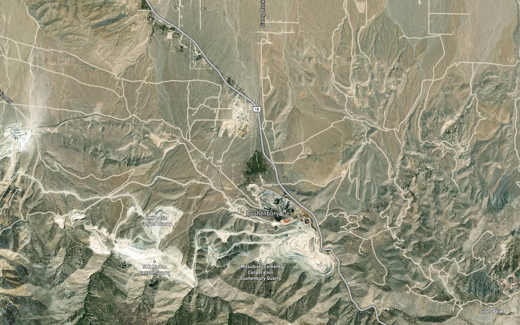 Satellite map of the Cushenbury Springs