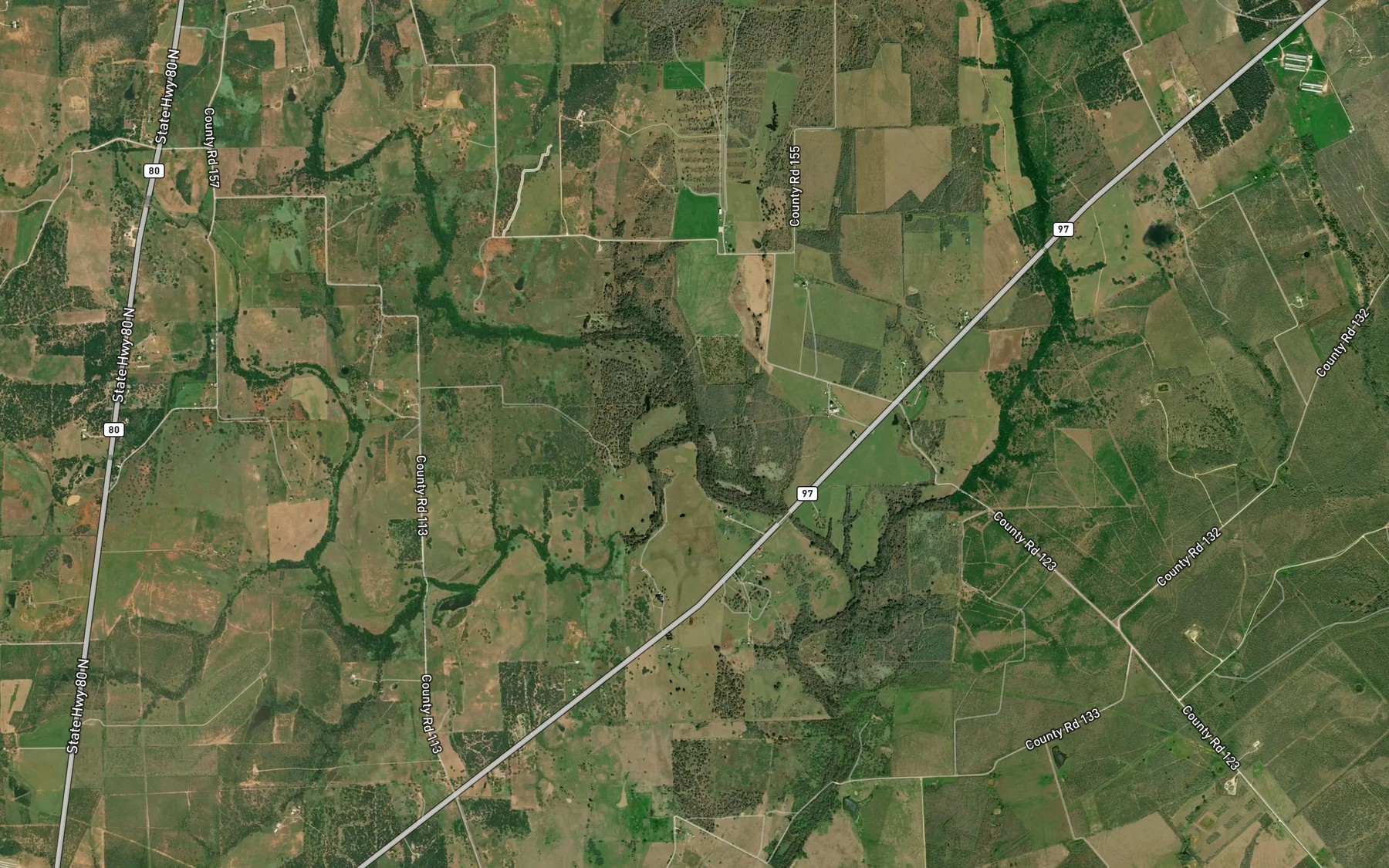 Satellite map of the O'Neal Creek
