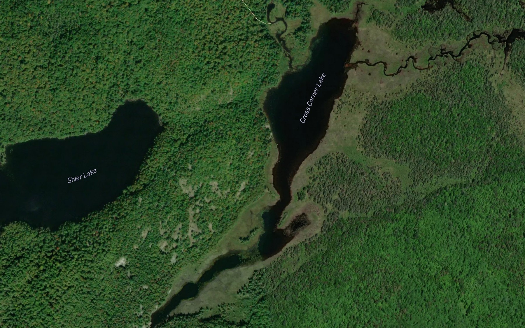 Satellite map of the Cross Corner Lake