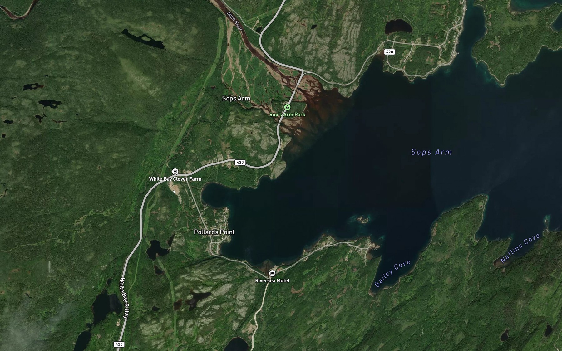 Satellite map of the Burnt Head Cove