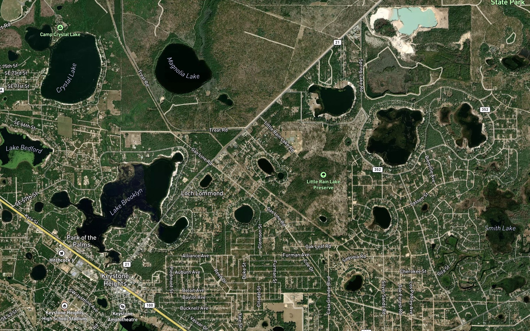 Satellite map of the Persimmon Pond